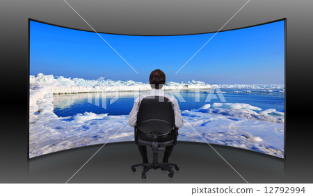 businessman looking at  frozen sea businessman looking at  frozen sea 12792994