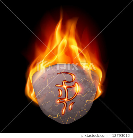 Burning stone with magic rune 12793013