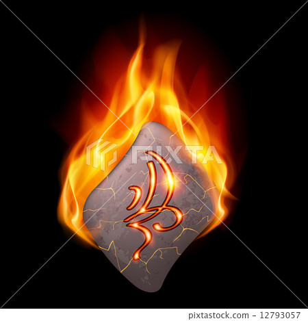 Burning stone with magic rune Burning stone with magic rune 12793057