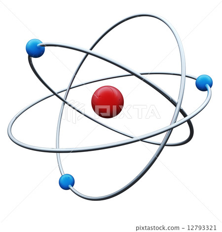 Abstract atom 3D render isolated on white background. 12793321