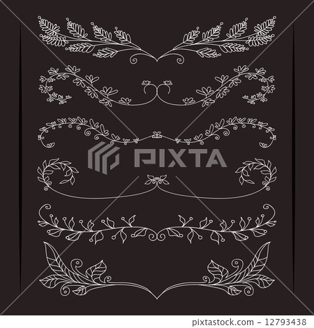 Set of elegant calligraphic foliate borders 12793438