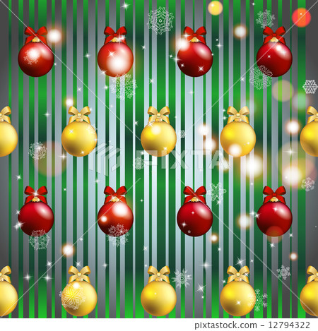 New year pattern with Christmas tree toys. New year pattern with Christmas tree toys. 12794322