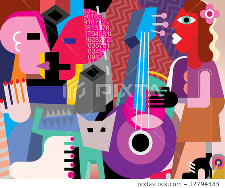 The dancing couple and woman playing guitar The dancing couple and woman playing guitar 12794383