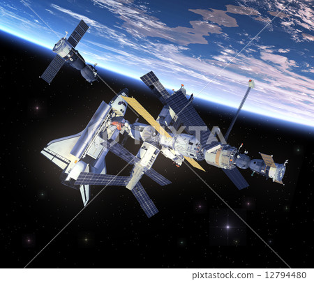 Space Shuttle And Space Station 12794480