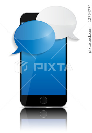 Abstract Design Mobile Phone with Speech Bubbles. Vector Illustr Abstract Design Mobile Phone with Speech Bubbles. Vector Illustr 12794774