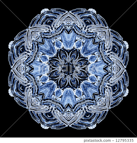 blue mandala on black. abstract round design 12795335