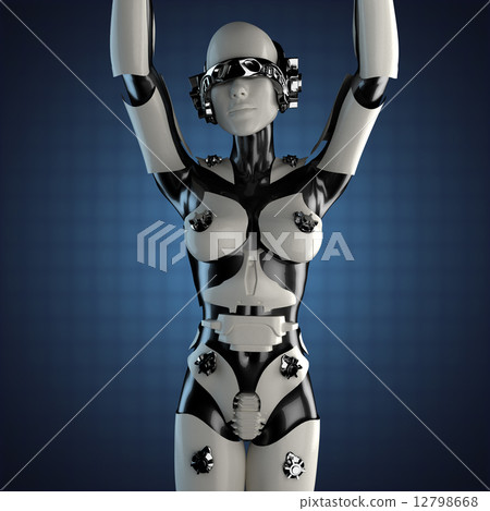 woman robot of steel and white plastic 12798668