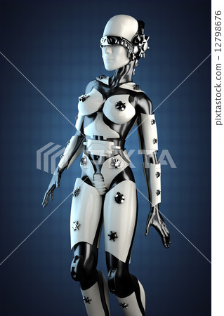 woman robot of steel and white plastic 12798676
