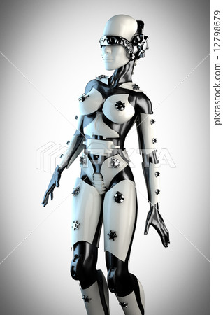 woman robot of steel and white plastic woman robot of steel and white plastic 12798679