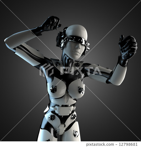 woman robot of steel and white plastic 12798681