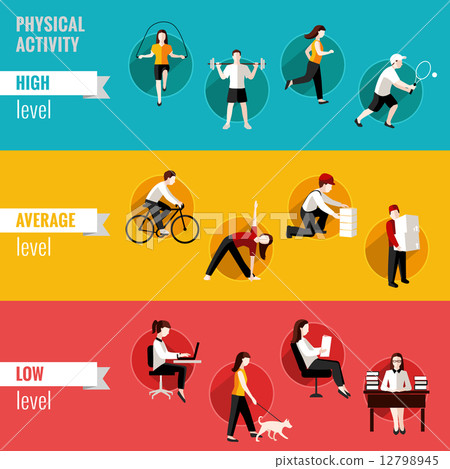 插图素材: physical activity horizontal banners