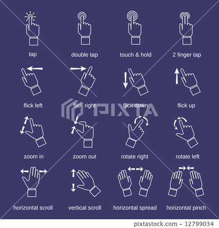 Touch interface gestures outline - Stock Illustration [12799034] - PIXTA