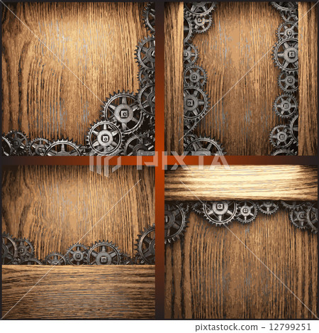 gear wheels on wooden background 12799251