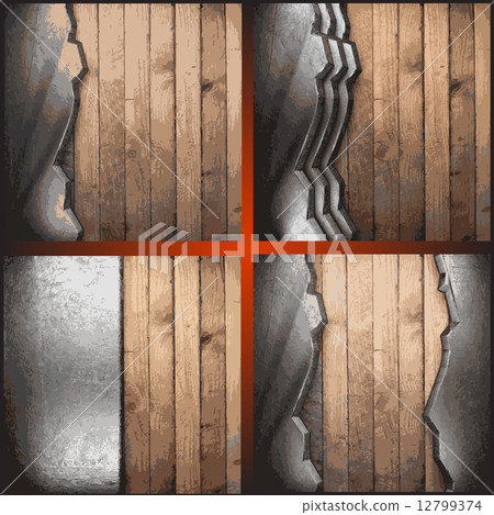Vector metal on wood background set 12799374