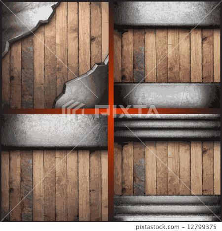 Vector metal on wood background set Vector metal on wood background set 12799375