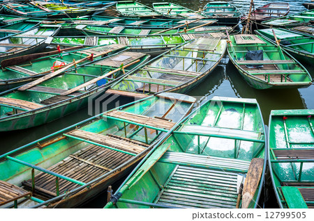 Vietnamese boats at river. Ninh Binh,. Vietnam Vietnamese boats at river. Ninh Binh,. Vietnam 12799505