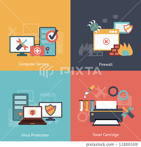 Computer repair flat icons composition 12800109