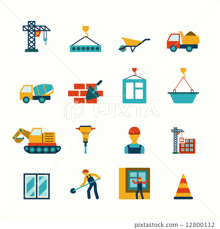 Construction flat icons set Construction flat icons set 12800112