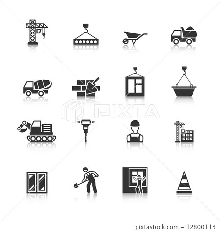 Construction Black Icons Set 12800113