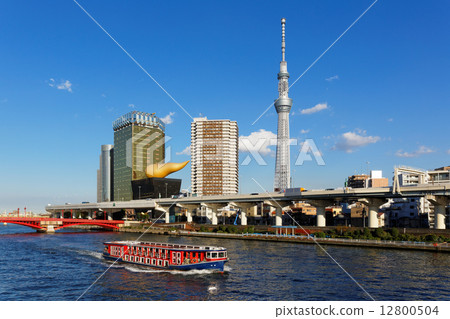 朝聖小船·傳播藍天的隅田川龍馬和東京天空樹 12800504
