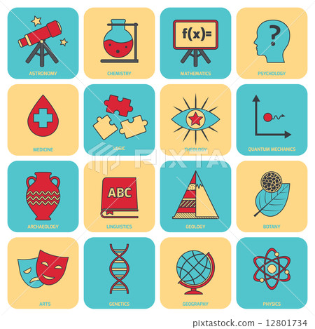 Science areas icons flat line 12801734