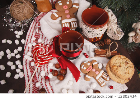 cups on holiday decorations 12802434
