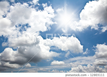 Sky with clouds and sun 12803111