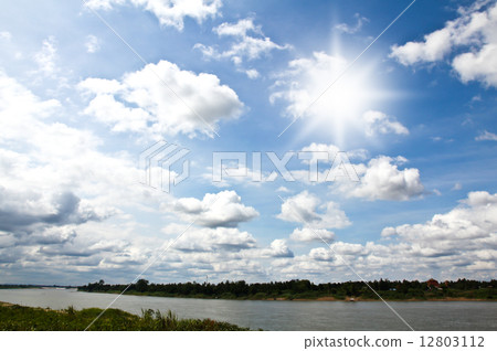 Sky with clouds and sun Sky with clouds and sun 12803112