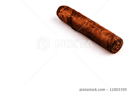 Expensive hand-rolled cigar on a while background 12803395