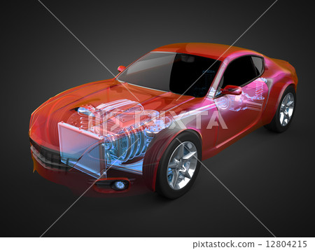 transparent car concept with visible engine and transmission transparent car concept with visible engine and transmission 12804215