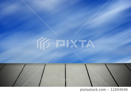 Blur blue sky with wooden plank background for web 12804696