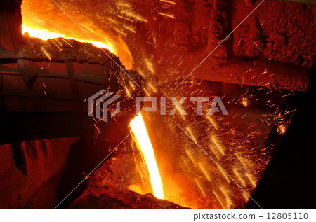 Molten steel pouring Molten steel pouring 12805110
