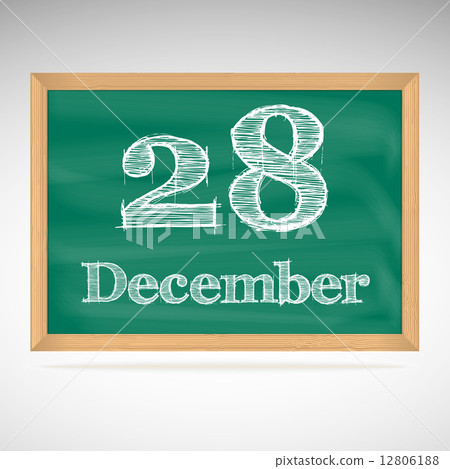 December 28, inscription in chalk on a blackboard - Stock Illustration ...