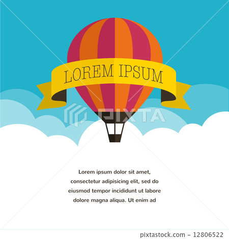 Air balloon, sun, and banner background Air balloon, sun, and banner background 12806522