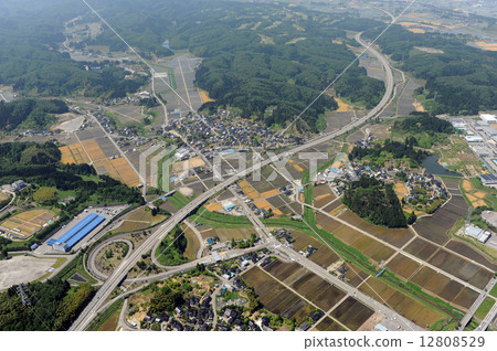 Aerial view of Hokuriku Expressway Kosugi Inter Aerial view of Hokuriku Expressway Kosugi Inter 12808529