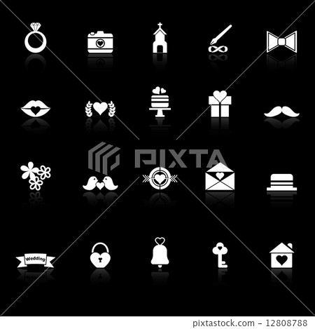 Wedding icons with reflect on black background Wedding icons with reflect on black background 12808788