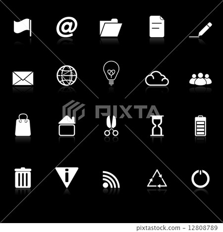 Web and internet icons with reflect on black background Web and internet icons with reflect on black background 12808789