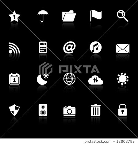 Tool bar icons with reflect on black background Tool bar icons with reflect on black background 12808792