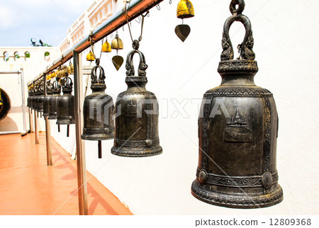 Temple bells hanged for everyone to ringed them for their own fo Temple bells hanged for everyone to ringed them for their own fo 12809368