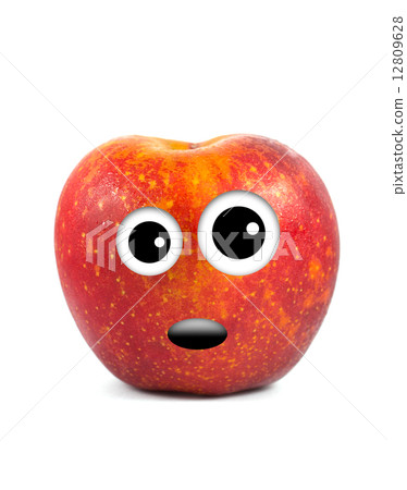 Funny fruit character Red Apple on white background 12809628