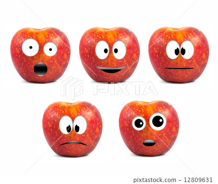 Funny fruit character Red Apples on white background 12809631