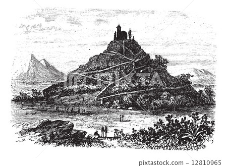 Great Pyramid of Cholula or Tlachihualtepetl in Puebla, Mexico v 12810965