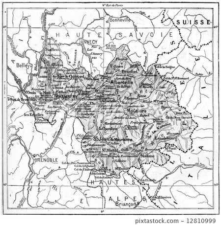 Map of Department of Savoie vintage engraving Map of Department of Savoie vintage engraving 12810999