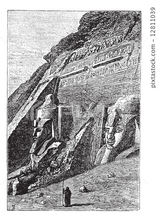 The Great Temple at Abu Simbel in Egypt vintage engraving 12811039