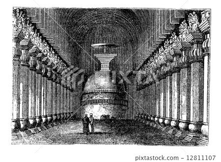 Buddhist stupa in Karla caves, Lonavala , Maharashtra , India vi 12811107