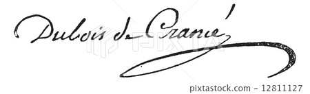 Signature of Guillaume Dubois (1656-1723), vintage engraving. 12811127