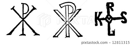 Monogram of Christ, by century and Monogram of charlemagne, vint Monogram of Christ, by century and Monogram of charlemagne, vint 12811315