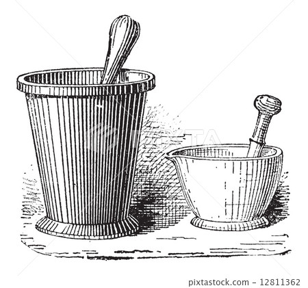 Mortar and Pestle, vintage engraving Mortar and Pestle, vintage engraving 12811362