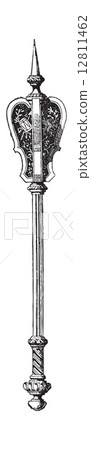 Flanged Mace, vintage engraving Flanged Mace, vintage engraving 12811462