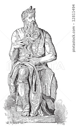Statue of Moses, vintage engraving 12811494